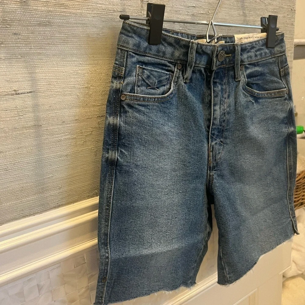 NWT new 26 Anthropologie unpublished Tessa denim Bermuda shorts jean dark - Picture 9 of 17